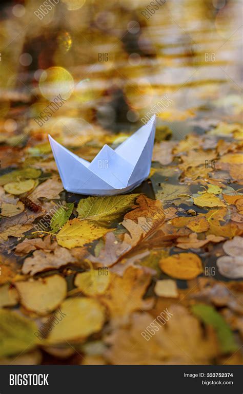 Paper Boat On Autumn Image And Photo Free Trial Bigstock