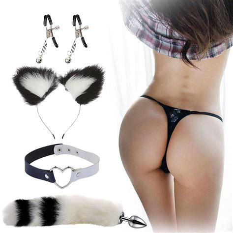 Cheap Couples Cosplay With Tail Plush Cat Ears Headbands Hair Accessories Sex Toy Set Joom