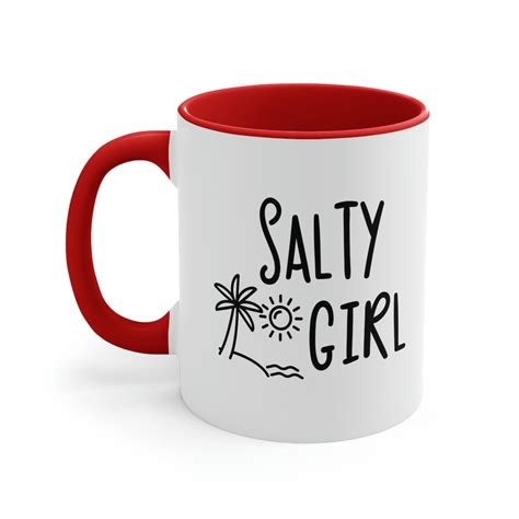 Salty Girl Ceramic Beach Coffee Mug 8 Colors Coastal Coffee Mug New England Trading Co