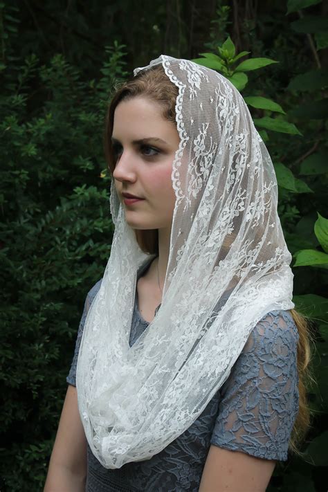 Evintage Veils Ready To Ship Our Lady Queen Of Peace Light Ivory