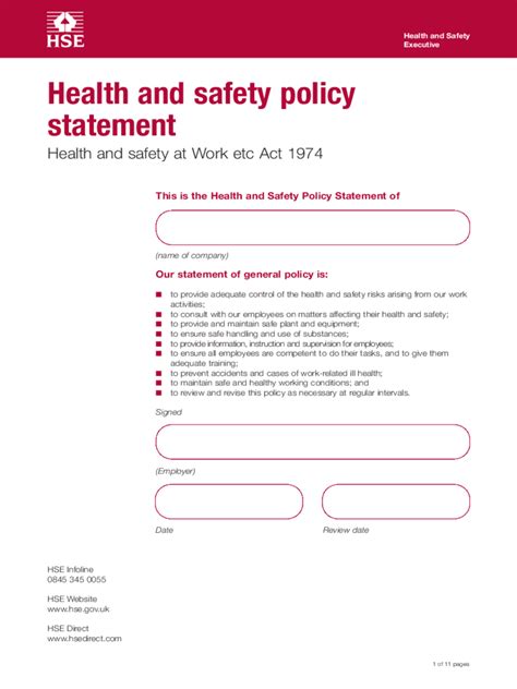 Health And Safety Policy Template 2 Free Templates In Pdf Word