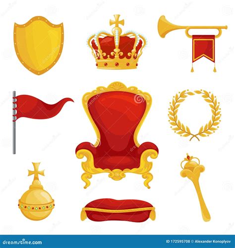 Monarchy Symbol Set Royalty And Authority Wealth Stock Vector