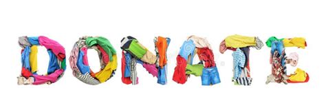 Donate Sign Made Of Clothes Isolated On White Background Stock Image