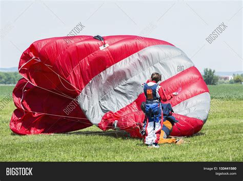 Skydiver Red Parachute Image And Photo Free Trial Bigstock