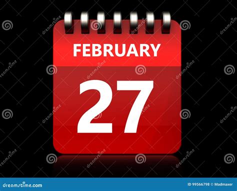 3d 27 February Calendar Stock Illustration Illustration Of February