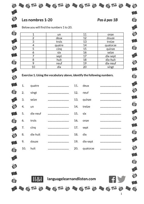 French Numbers 1 20 By Teach Simple