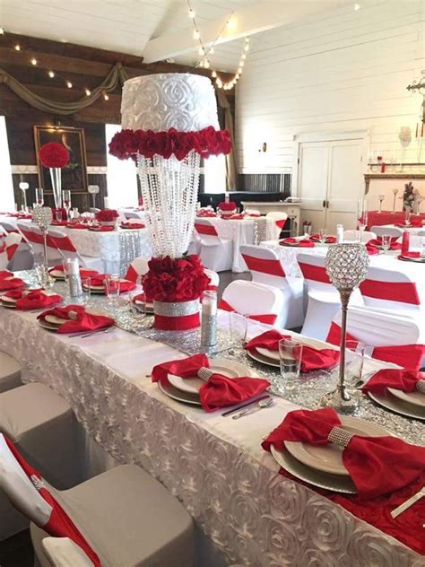 Red white and bling wedding reception ideas - Salvabrani | White