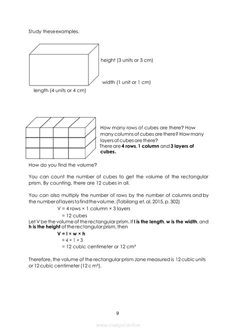 Mathematics Quarter 4 Module 3 Visualizing The Volume Of Solid