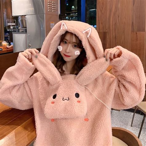 Cute Rabbit Ears Hoodie Pn2160 Embroidery Hoodie Kawaii Clothes