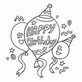Birthday Happy Coloring Balloons Pages Princess Template Colouring sketch template