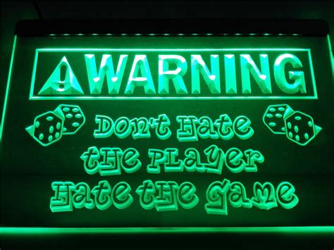 Game Room Lighted Sign Dont Hate The Player Man Cave Led