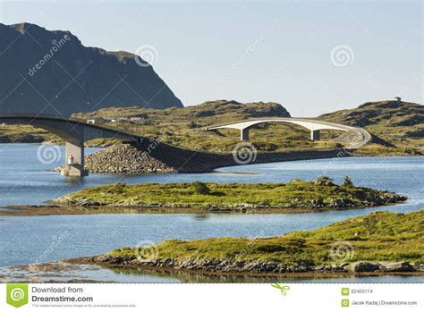 Modern Bridges On Lofoten Islands In Norway Stock Photo