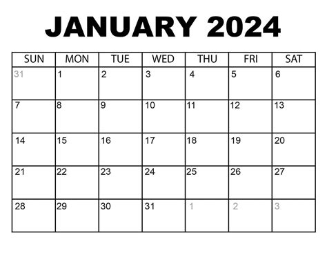 January 2024 Calendar Calendar Dream