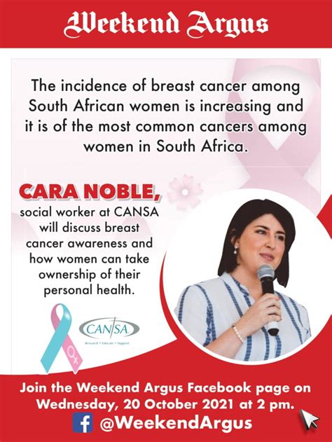 weekend argus facebook live interview breast cancer cansa the cancer association of south
