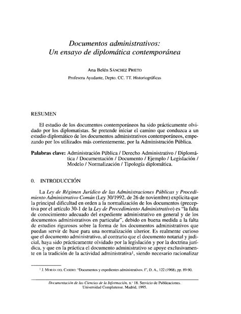 Pdf Documentos Administrativos Un Ensayo De Diplomática Contemporánea