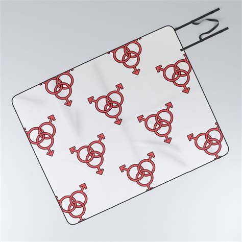 Throuple Sign Triad Threesome Polyamory Picnic Blanket By