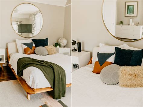 Made from solid eucalyptus wood and acacia wood veneers, its natural finish, streamlined headboard and subtly tapered legs provide a versatile and timeless style for your bedroom. West Elm Mid-Century Modern Master Bedroom - Spring Decor Refresh | House Fur