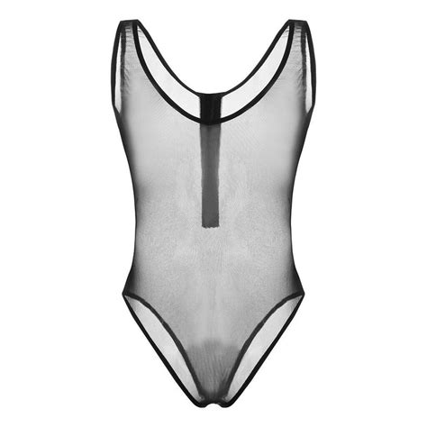 Sexy Shiny Swimsuit See Through Leotard High Cut Thong Etsy Finland