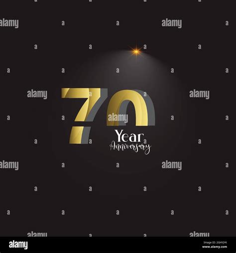 70 Year Anniversary Logo Vector Template Design Illustration Gold And