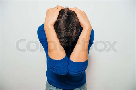 Man Holds His Head Stock Image Colourbox
