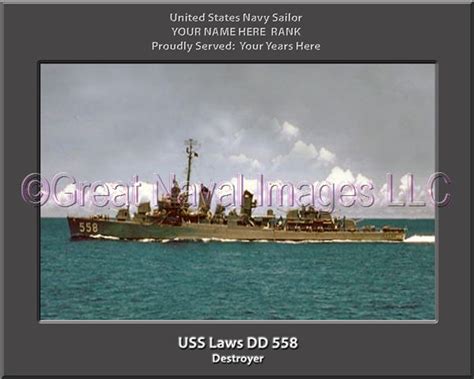 Uss Laws Dd 558 Personalized Ship Canvas Print