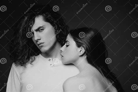 Sensual Portrait Of Young Couple In Love Loving Couple Embracing And Kissing Stock Image