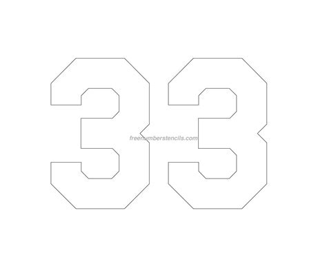 Free Jersey Printable 33 Number Stencil