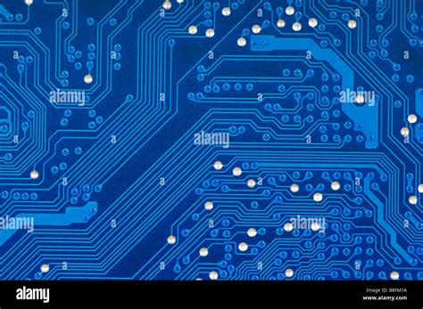 Detail Of Blue Printed Circuit Board With Silver Studs Stock Photo Alamy