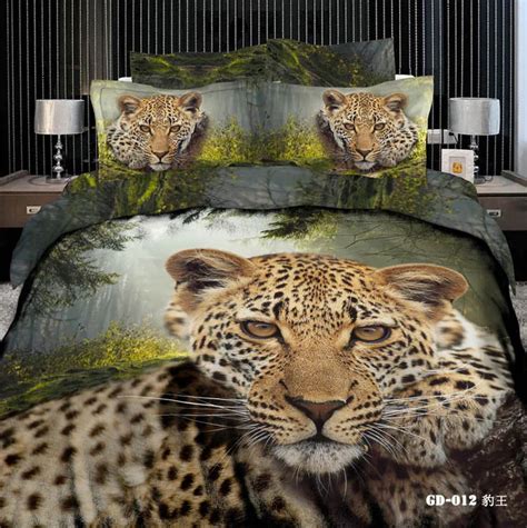 3d Leopard Animal Print 100 Cotton Bedding Sets Us Queen Size Duvet