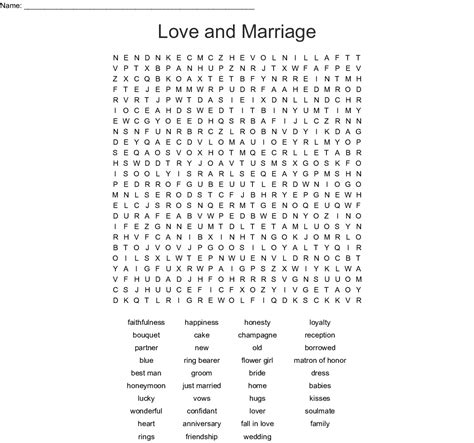 Bridal Shower Crossword Wordmint