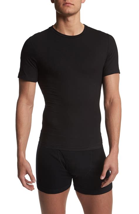 Spanx Spanx Crewneck Cotton Compression T Shirt In Black White For