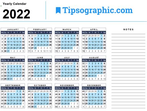 2022 Calendar With Numbered Weeks Feqtuzy
