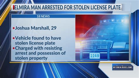 Elmira Man Arrested For Stolen License Plate Resisting Arrest Wetm