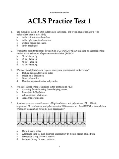 The acls questions and answers pdf and acls practice test consists of 200 acls pretest questions and answers to help medical aspirants successfully pass the acls pretest. ACLS Practice Exam 1 | Cardiopulmonary Resuscitation | Cardiac Arrest