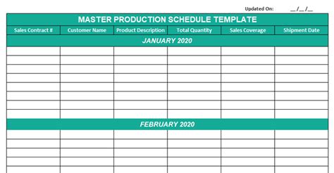 Master Production Schedule Template Excel Printable Schedule Template