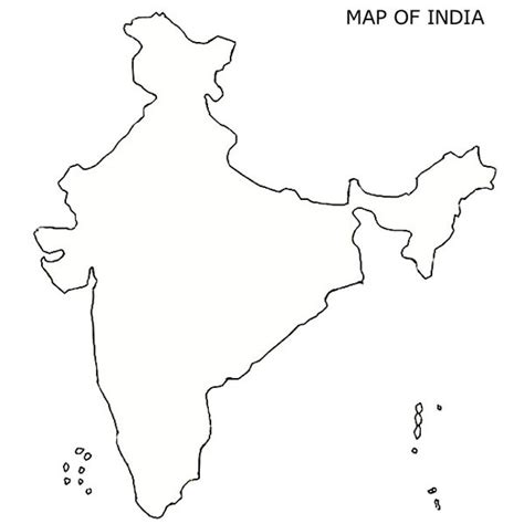 India Map Black And White Outline