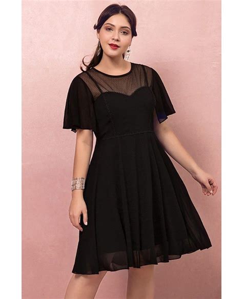 Custom Retro Little Black Aline Semi Formal Dress With Puffy Sleeves