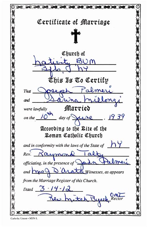 √ 20 Catholic Marriage Certificate Template Dannybarrantes Template