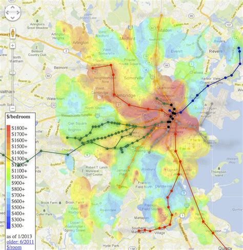 What The Cost Of Renting An Apartment In Boston Looks Like Heat Map