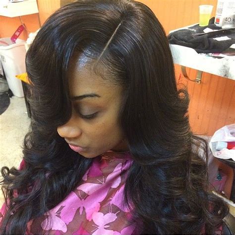 Black Weave Hairstyles With Invisible Part