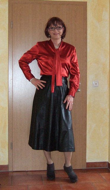 Long Leather Skirt Long Leather Coat Ankle Boots Transgender Girls Pin Up Style Leather