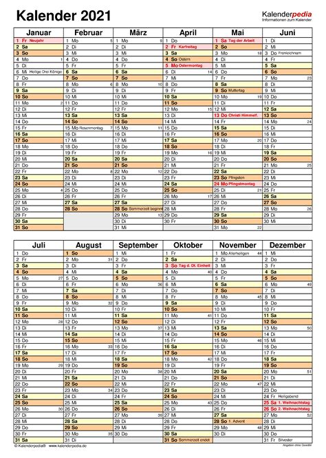 Kalender 2021 Zum Ausdrucken In Excel 19 Vorlagen Kostenlos