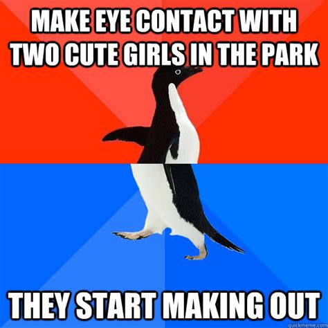 Make Eye Contact With Two Cute Girls In The Park They Start Making Out