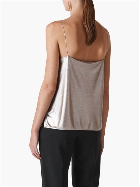 Whistles Metallic Minimal Camisole Top Silver At John Lewis And Partners