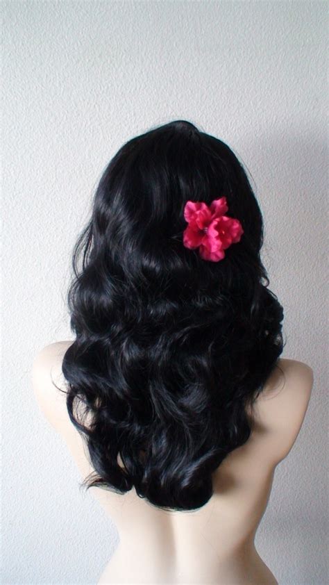 Black Lace Front Wig Vintage Curly Hair Wig Pin Up
