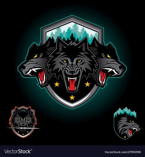 Download Wolf pack emblem logo Royalty Free Vector Image