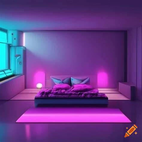 Futuristic Purple Lit Bedroom
