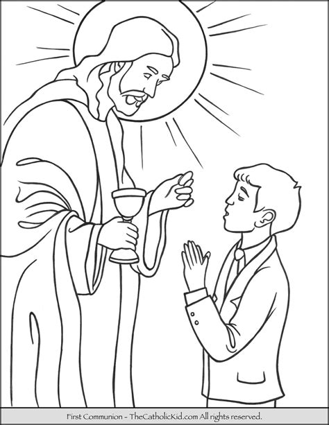 First Communion Boy Coloring Page
