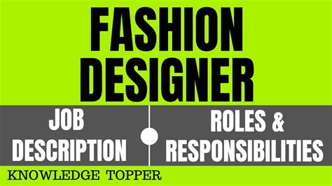Fashion Designer Job Description Fashion Designer Roles And