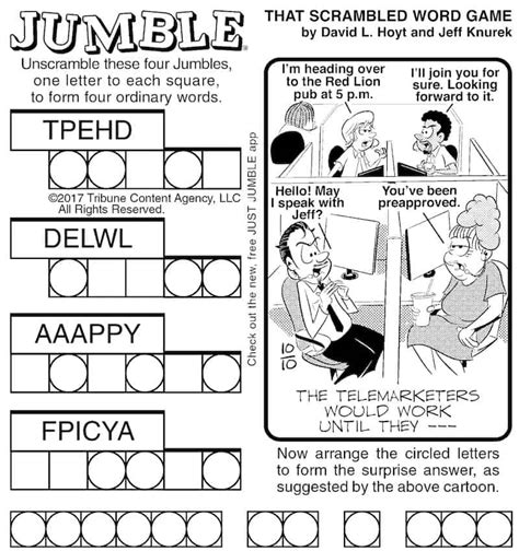 Printable Jumble Puzzles With Answers